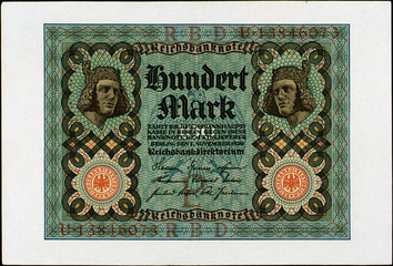 Historische Banknote, 1920, 1. November Hundert Mark, Deutschland