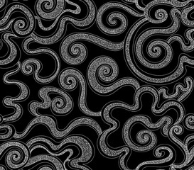 Abstract vector seamless pattern with figured curling lines