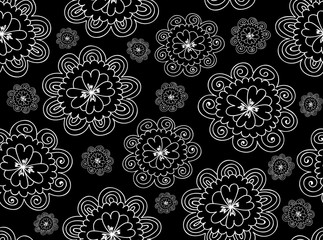 Floral vector seamless pattern with figured daisy flowers