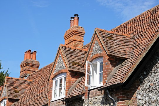 Flint and brick cottages, Hambledon.