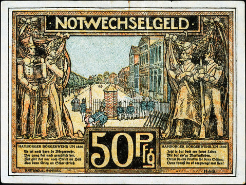Historische Banknote, Notgeld, 1921, Fünfzig Pfennig, Deutschland