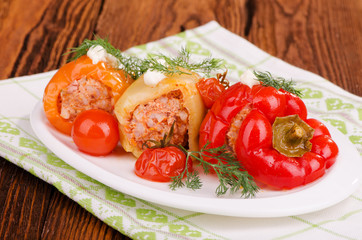 stuffed peppers with meat and rice