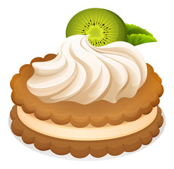 Sandwich cookie with cream and kiwi