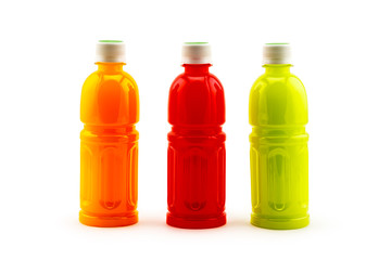 Bottles of different fruit juice