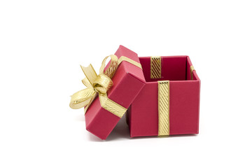 christmas gift box with a gold ribbon bow