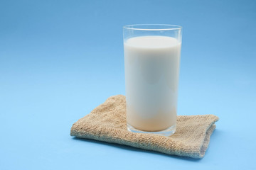  with milk on blue background