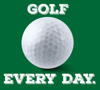 Golf ball on green poster
