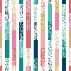 Foto op Plexiglas Verticale strepen naadloze doodle stippen verticale strepen patchwork patroon