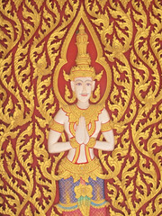 Fototapeta premium Thailand pattern on walls of buddhistic temple