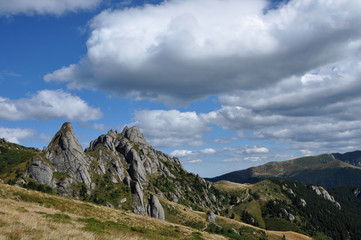 Beautiful mountain vista, sedimentary rocks in the Carpathians