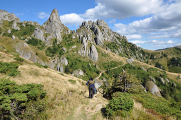 Beautiful mountain vista, sedimentary rocks in the Carpathians