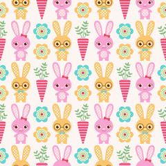 Naklejka premium seamless rabbit cartoon background