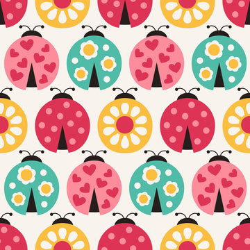seamless ladybird cartoon pattern