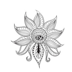 Doodle art flowers. Zentangle flowers hand-drawn decorative design element.