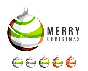 Set of abstract Christmas ball icons, business logo concepts