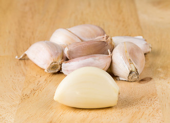 garlic on a wooden table