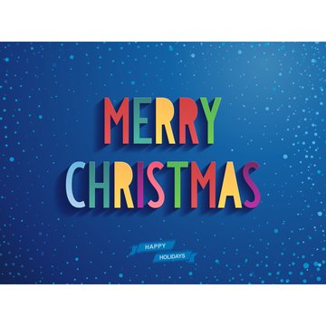 Merry Christmas card with lettering in center and volume effect