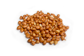 A pile of fried peanuts,Isolated on white