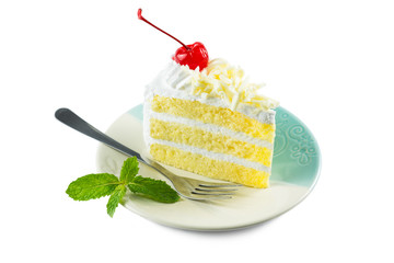 white cake delicious, vanilla cake topping with white chocolate