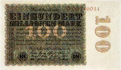 Historische Banknote, 22. August 1923, Einhundert Millionen Mark, Deutschland