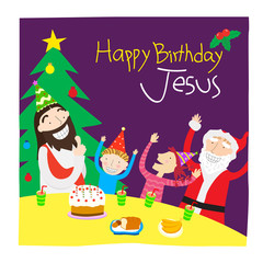 2 children and Santa celebrating Jesus’ birthday