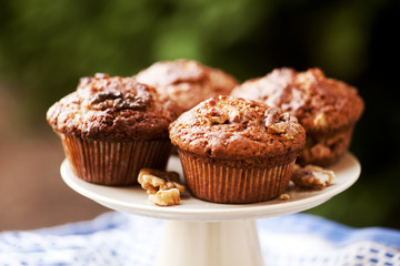Muffins on cake plate