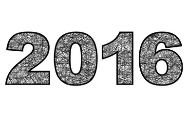 Happy New Year 2016, numbers with lines