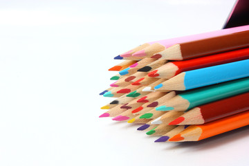 Pencil tips / Close up view of coloured pencil tips