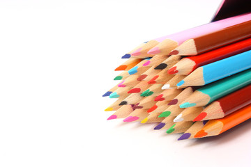 Coloured Pencil tips / Close up view of coloured pencil tips