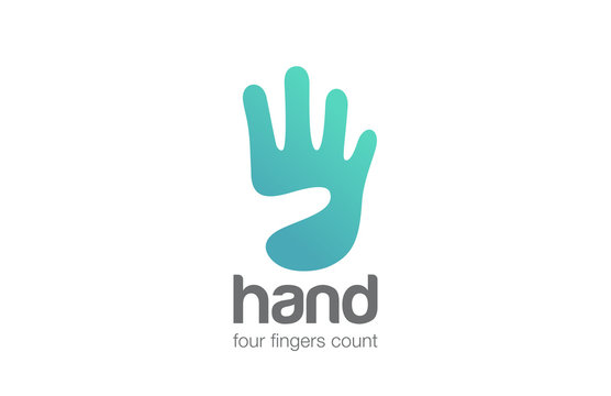 Hand Logo show four Fingers negative space design vector