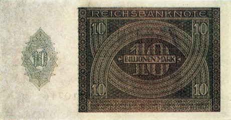 Historische Banknote, 1. Februar 1924, Zehn Billionen Mark, Deutschland