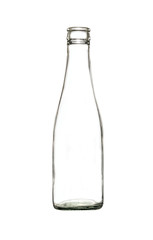 Empty colorless glass bottle