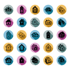 Different houses icons for use in graphic design, set of mansion