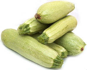 young zucchini on a white background