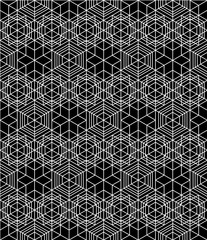 Futuristic continuous black and white pattern, illusive motif ab