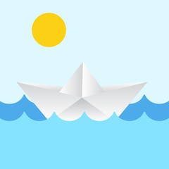 Fototapeta na wymiar Paper boat, vector illustration