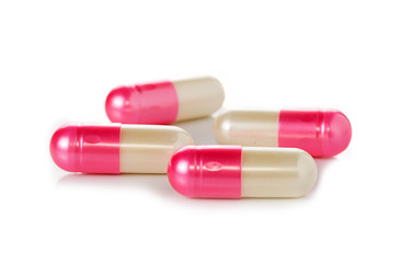 capsule pills on white background