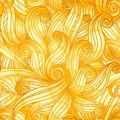 Golden doodle hair abstract seamless pattern