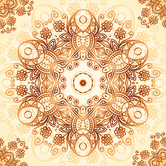 Ornate vintage circle pattern in mehndi style
