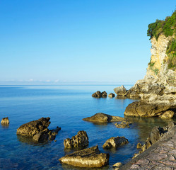 Fototapeta na wymiar beach of Adriatic sea in summer, Budva, Montenegro.