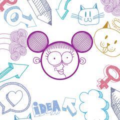 Vector art hand drawn illustration of personality, emotions on w