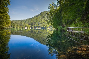 Fototapeta na wymiar Lago Di Fusine - Mangart Lake in Summer