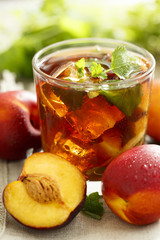 Iced tea with peach and nectarine