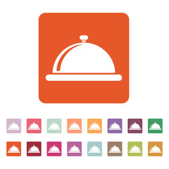 The tray station icon. Breakfast and lunch, dinner, restaurant symbol. Flat