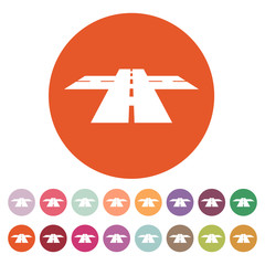 The crossroads icon. Crossway and crossing, intersection, road,  route symbol. Flat