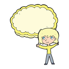 cartoon woman with text cloud space