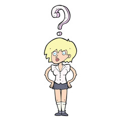 cartoon confused woman