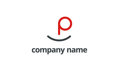 initial letter P with smile logo design concept