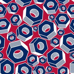 Obraz premium Seamless vector pattern with 3d industrial nuts for use with bol