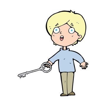 cartoon boy with key